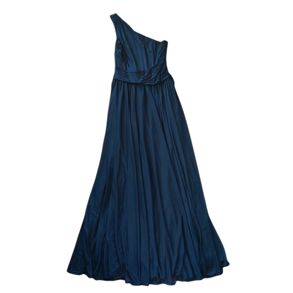DAVID'S BRIDAL One Shoulder Bridesmaid Special Occasion Blue Dress